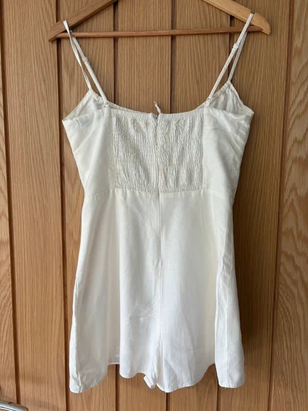 Bershka Bershka White Linen Blend Playsuit Size M UK 10-12