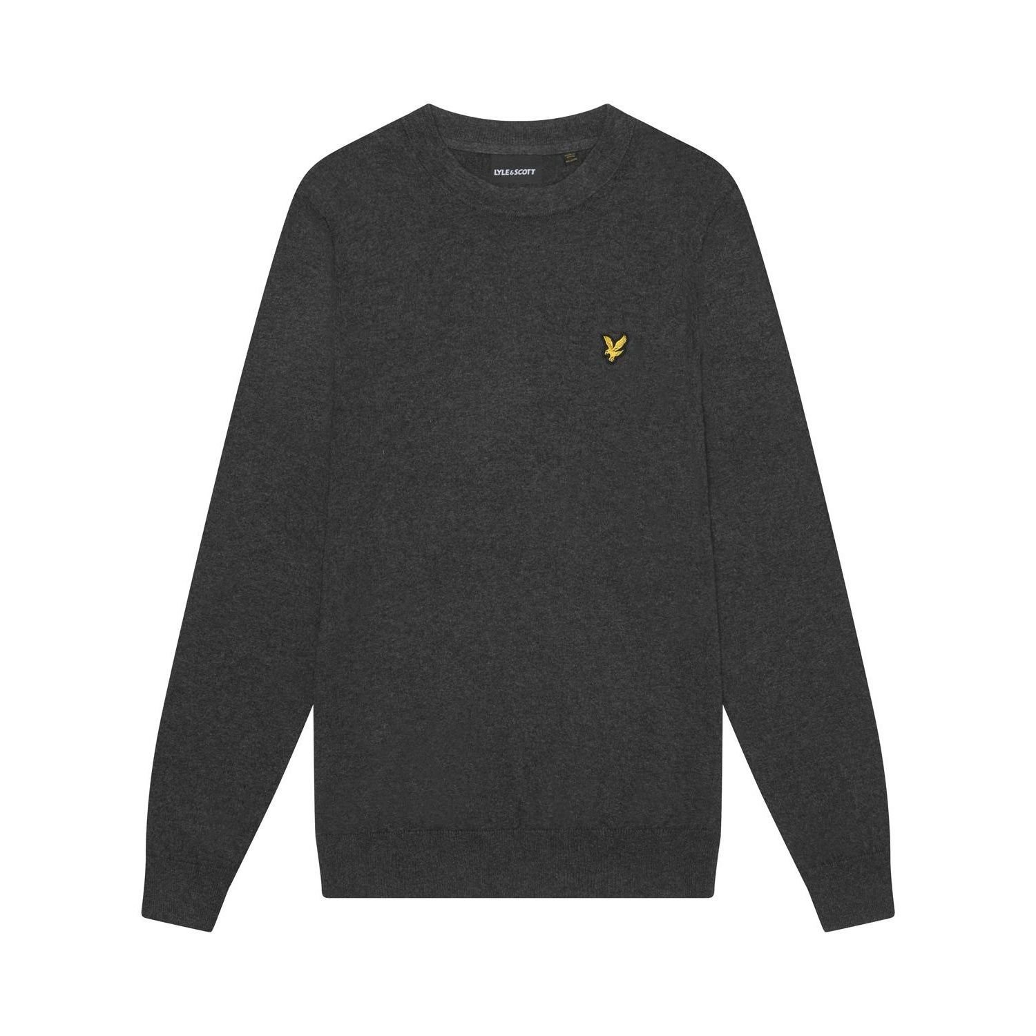 Lyle & Scott Lyle & Scott Men's Cotton Merino Crew Neck Jumper in Charcoal - 2