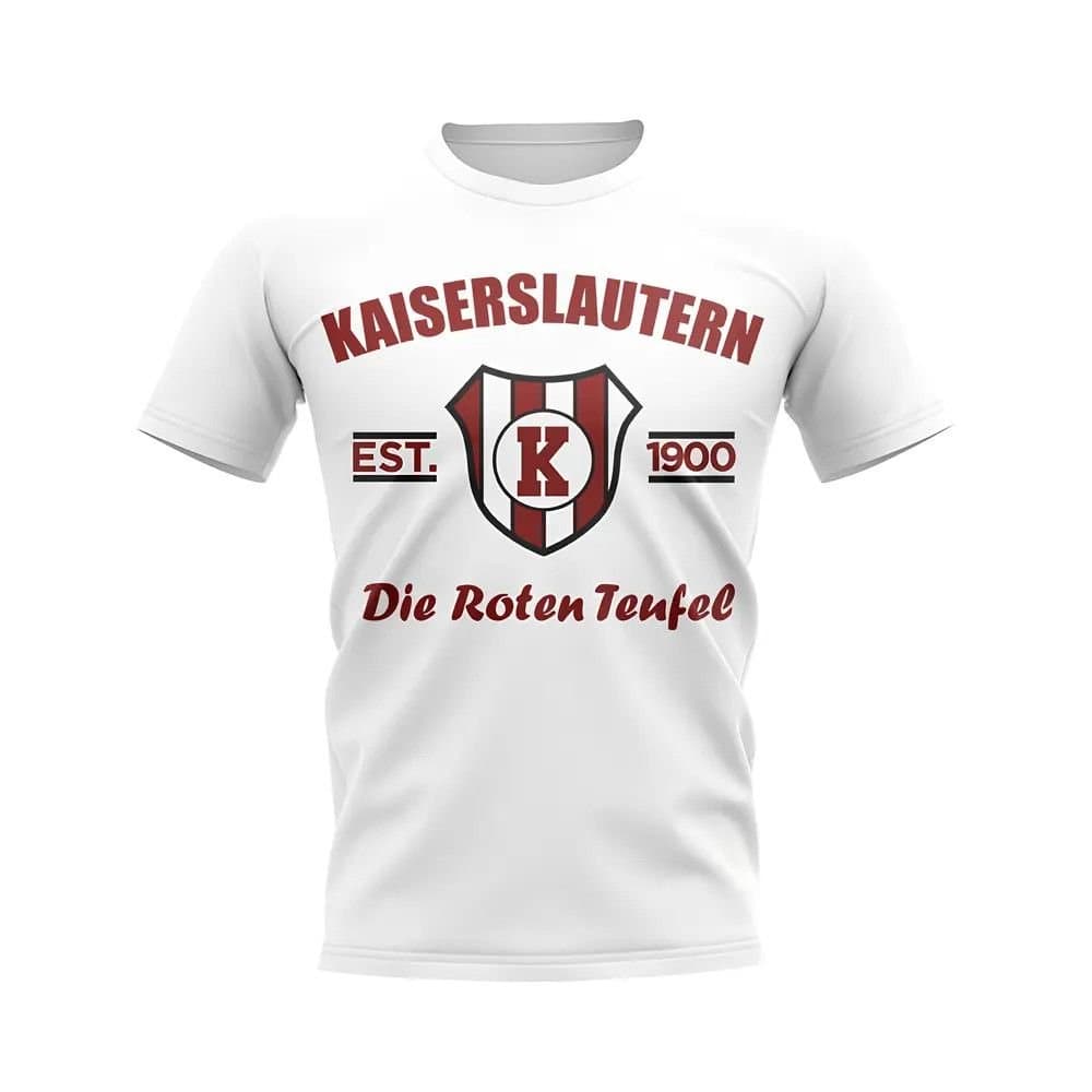 Kaiserslautern Kaiserslautern Men's Mens Established Football T-Shirt White in Blue