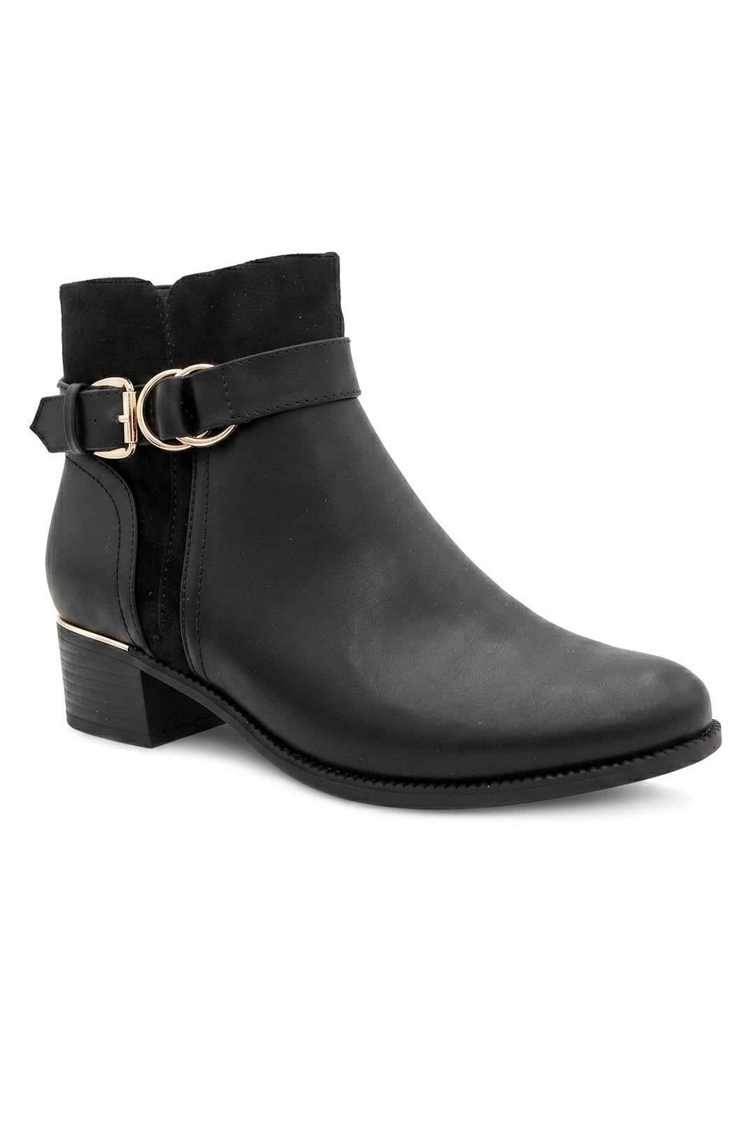 Bellissimo Bellissimo Women's Buckle Detail Ankle Boots in Black
