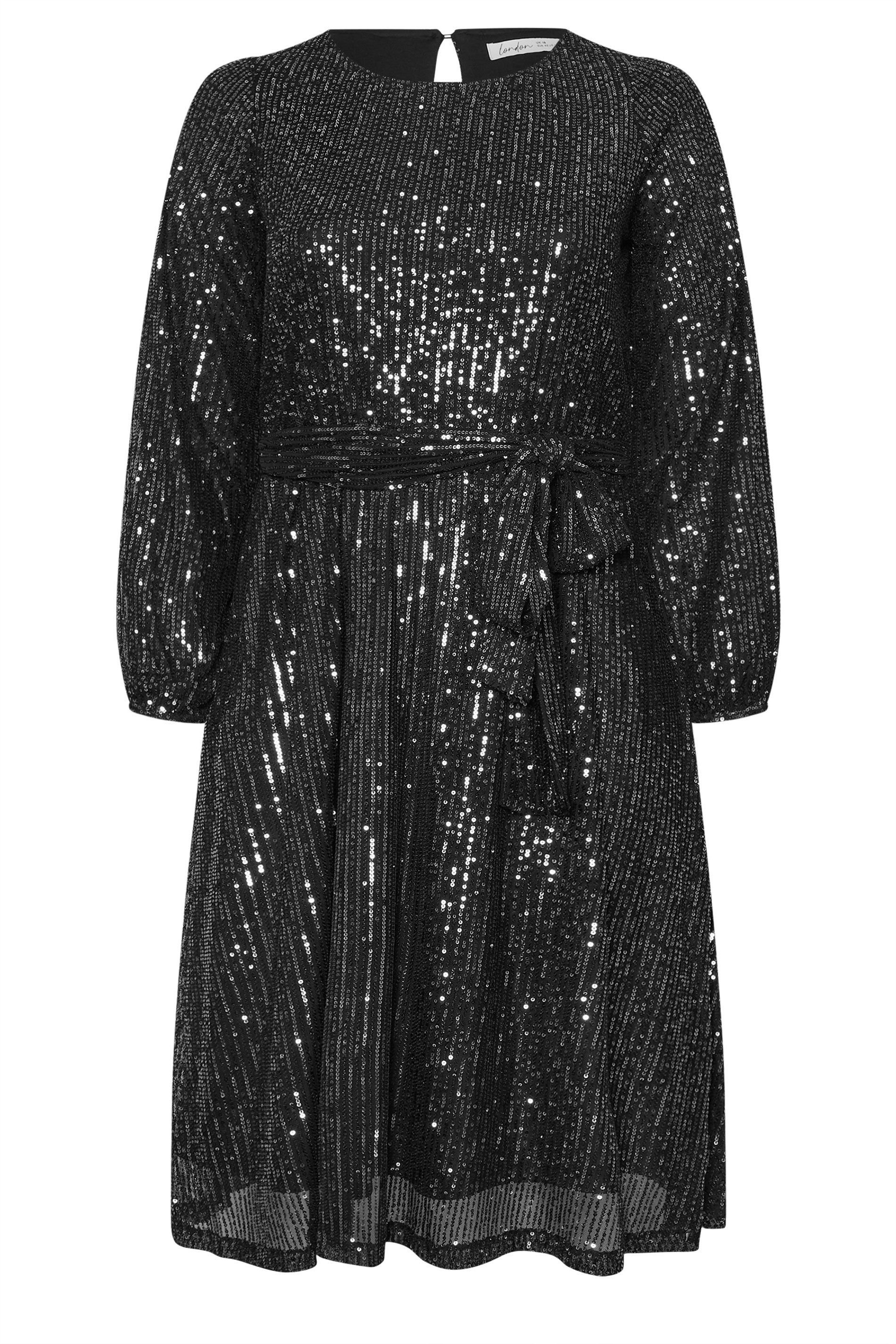 Yours Yours Women's Sequin Skater Dress in Black - 2