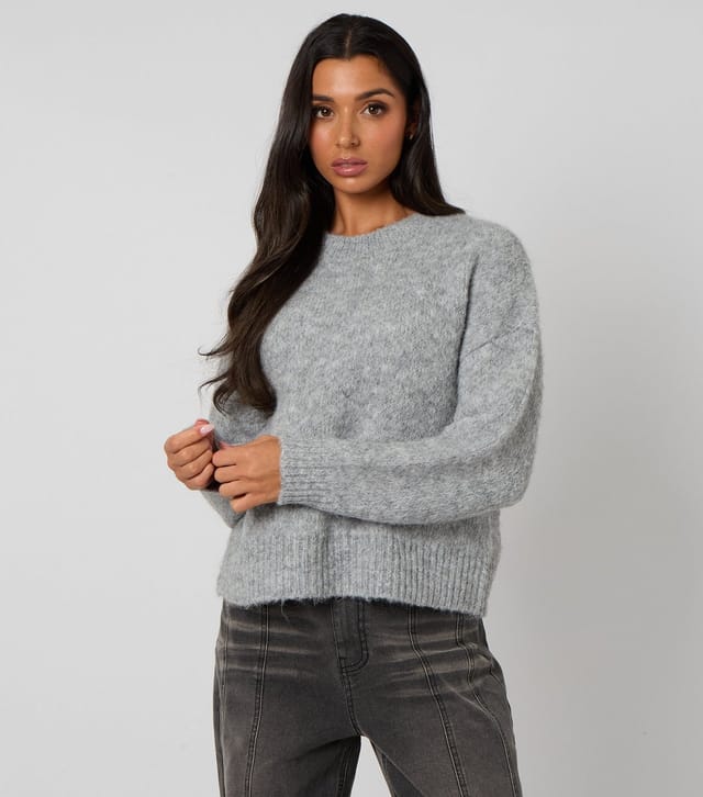 Urban Bliss Women's Light Grey Brushed Knit Relaxed Jumper Urban Bliss New Look - 2
