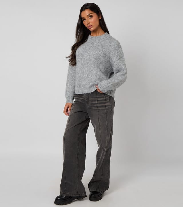 Urban Bliss Women's Light Grey Brushed Knit Relaxed Jumper Urban Bliss New Look - 3
