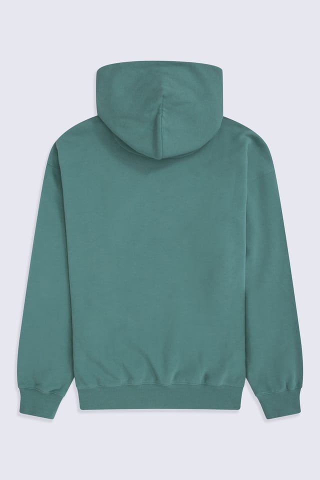 Animal Animal Men's 'Icon' Logo Print Kangaroo Pocket Cotton Snug Fit Drop Shoulder Hoody in Dark Green - 2