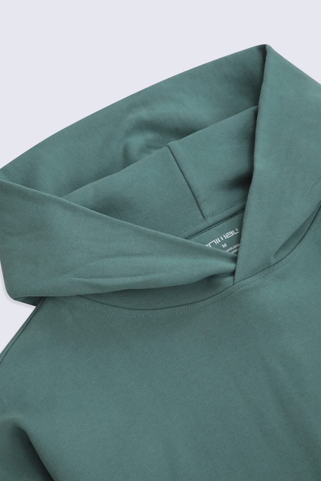 Animal Animal Men's 'Icon' Logo Print Kangaroo Pocket Cotton Snug Fit Drop Shoulder Hoody in Dark Green - 3