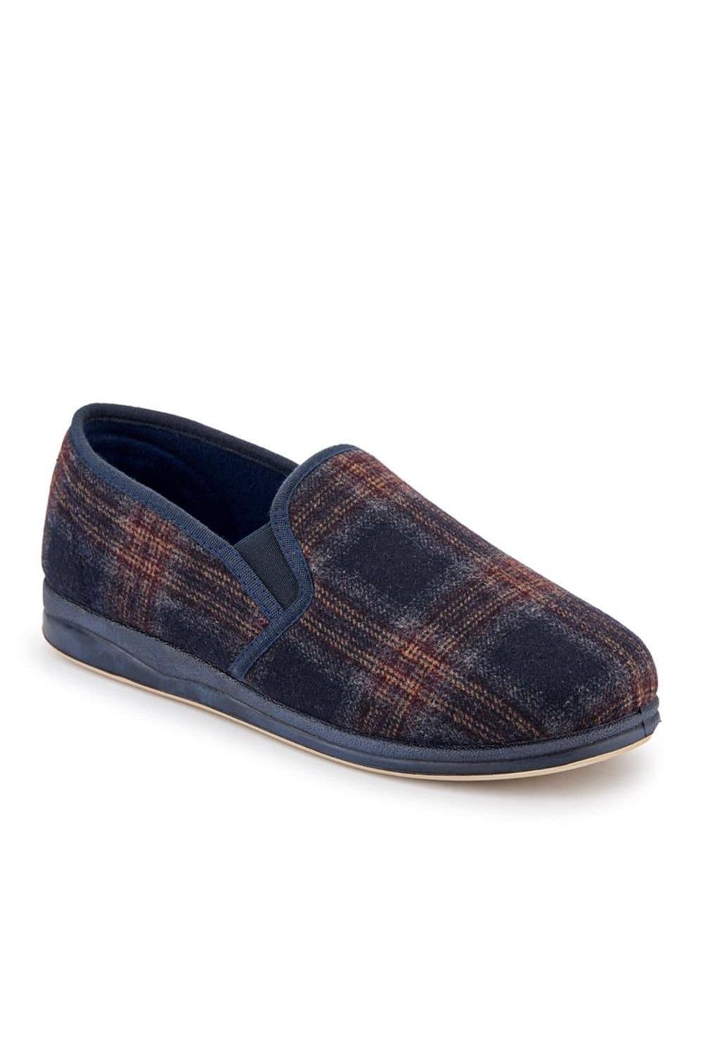 Pavers Pavers Men's Wide Fit Memory Foam Slippers in Navy