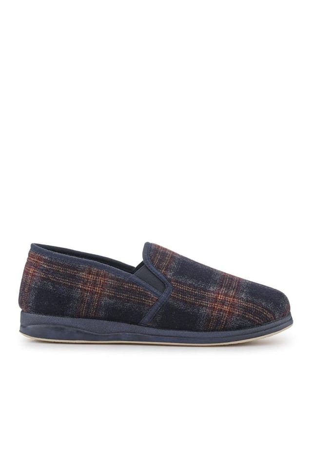 Pavers Pavers Men's Wide Fit Memory Foam Slippers in Navy - 2