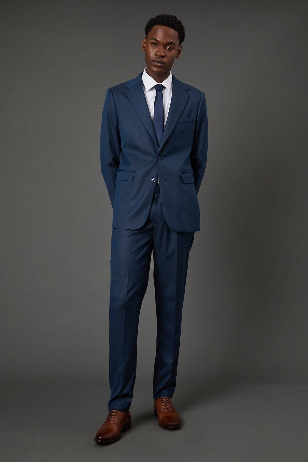 Burton Burton Men's Navy Birdseye Stretch Slim Fit Suit Trousers