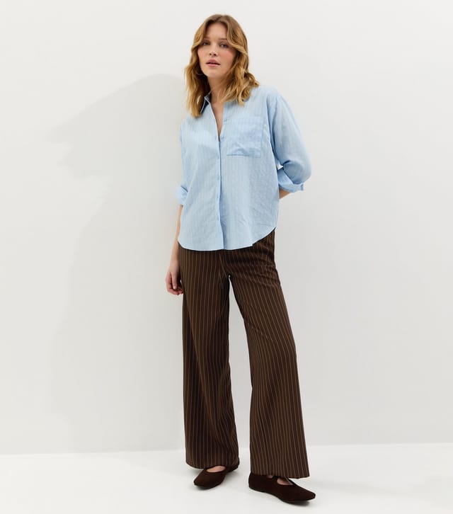 New Look Women's Brown Pinstripe Wide Leg Trousers New Look - 2