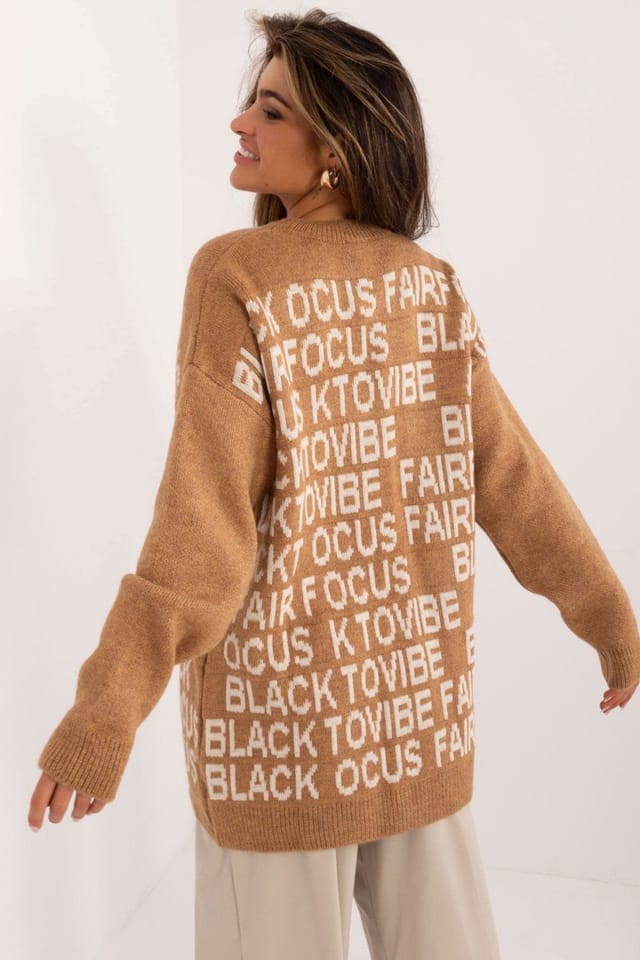 Love Lace Love Lace Women's Long Sleeve Printed Acrylic Sweater in Brown - 3