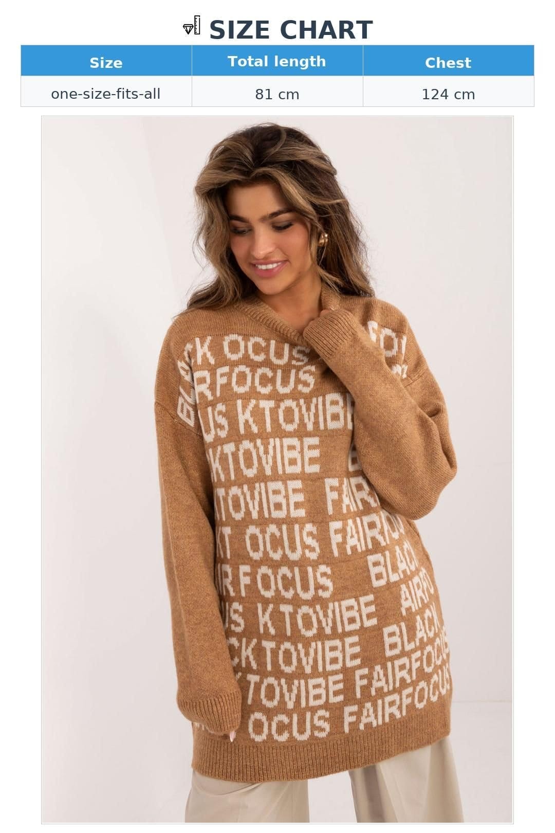 Love Lace Love Lace Women's Long Sleeve Printed Acrylic Sweater in Brown - 4