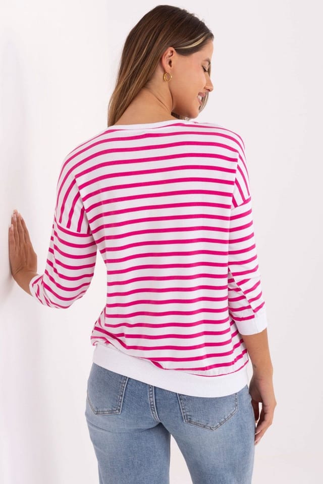 Love Lace Love Lace Women's Soft Micromodal Elastane Striped Blouse Style 217311 in Pink - 3