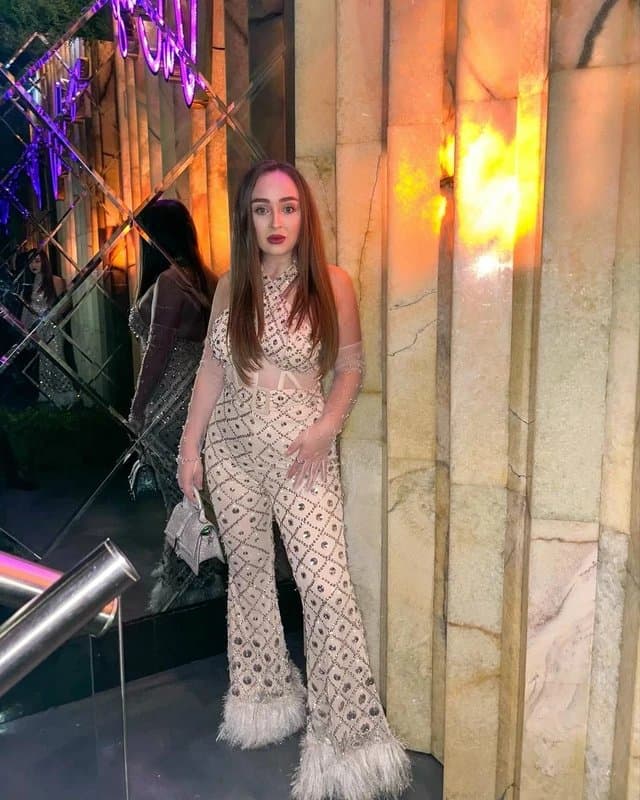 ASOS Asos Luxe halter neck corseted wide leg embellished jumpsuit in natural