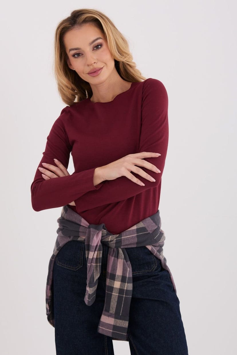 Love Lace Love Lace Women's Fitted Cotton Elastane Basic Blouse Style 224909 in Red - 1
