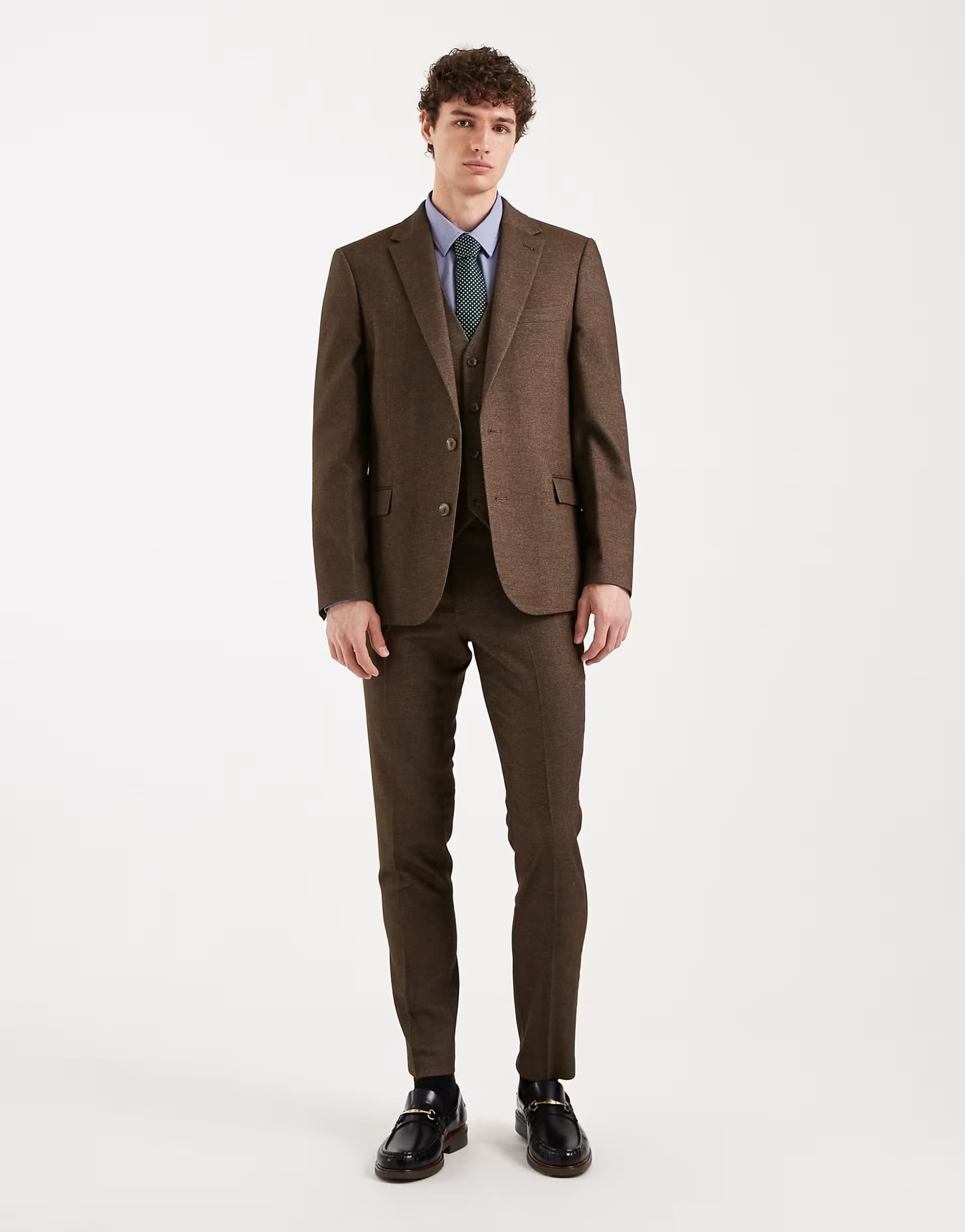 ASOS ASOS DEISGN wool look skinny suit trousers in brown