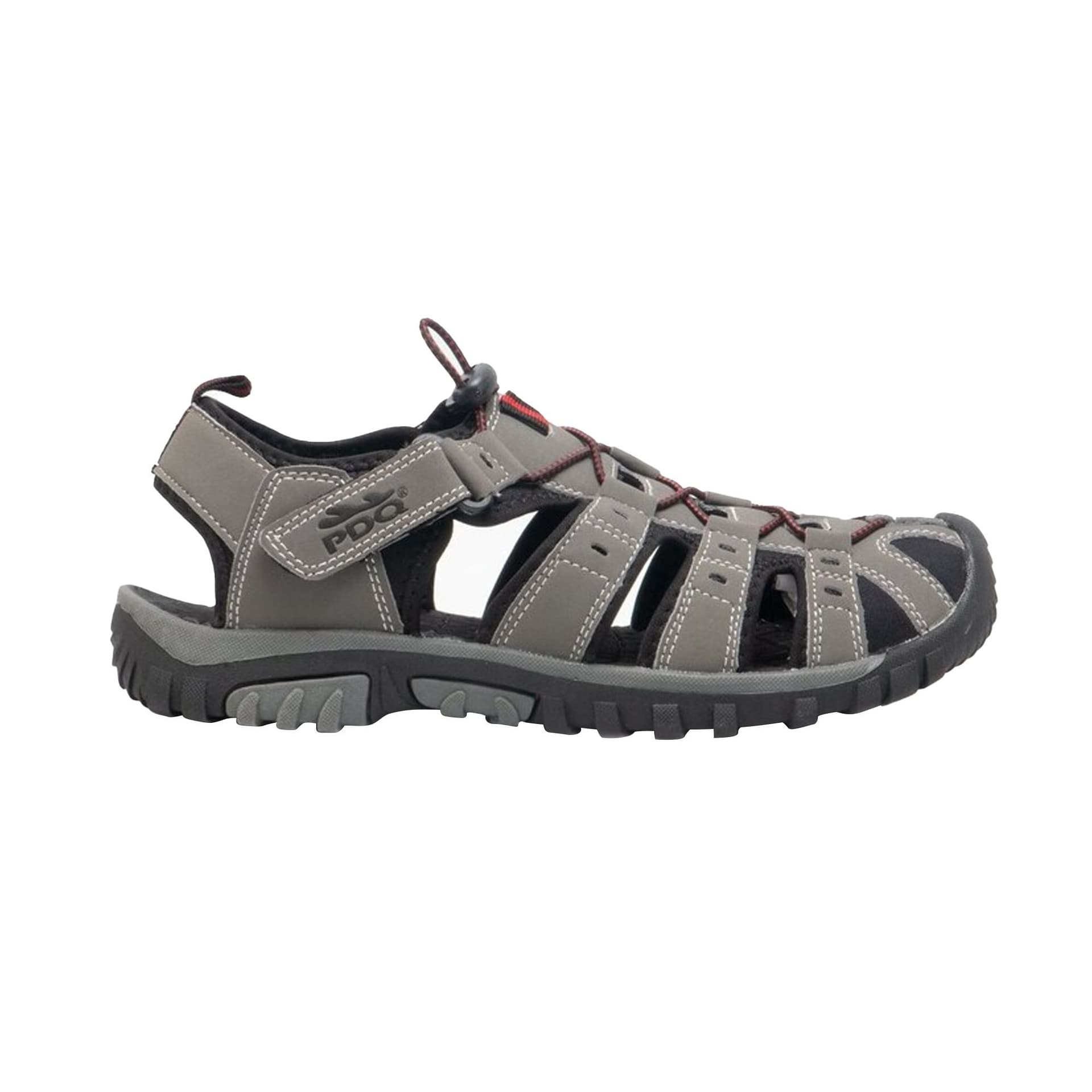 PDQ PDQ Men's Toggle & Touch Fastening Synthetic Nubuck Trail Sandals in Grey