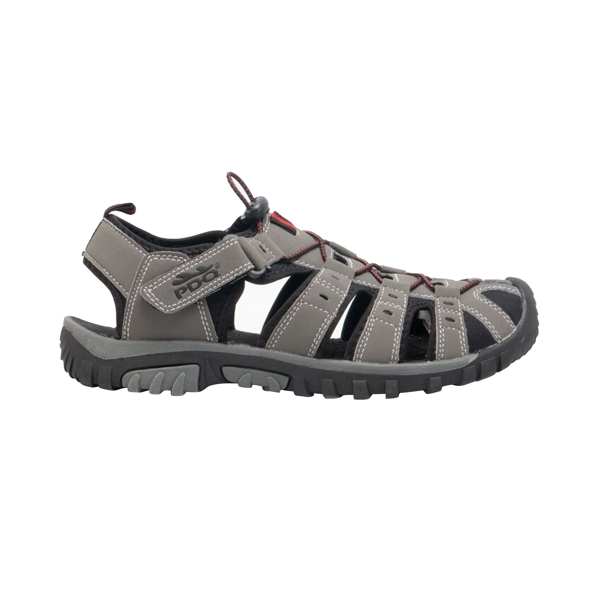 PDQ PDQ Men's Toggle & Touch Fastening Synthetic Nubuck Trail Sandals in Grey - 2