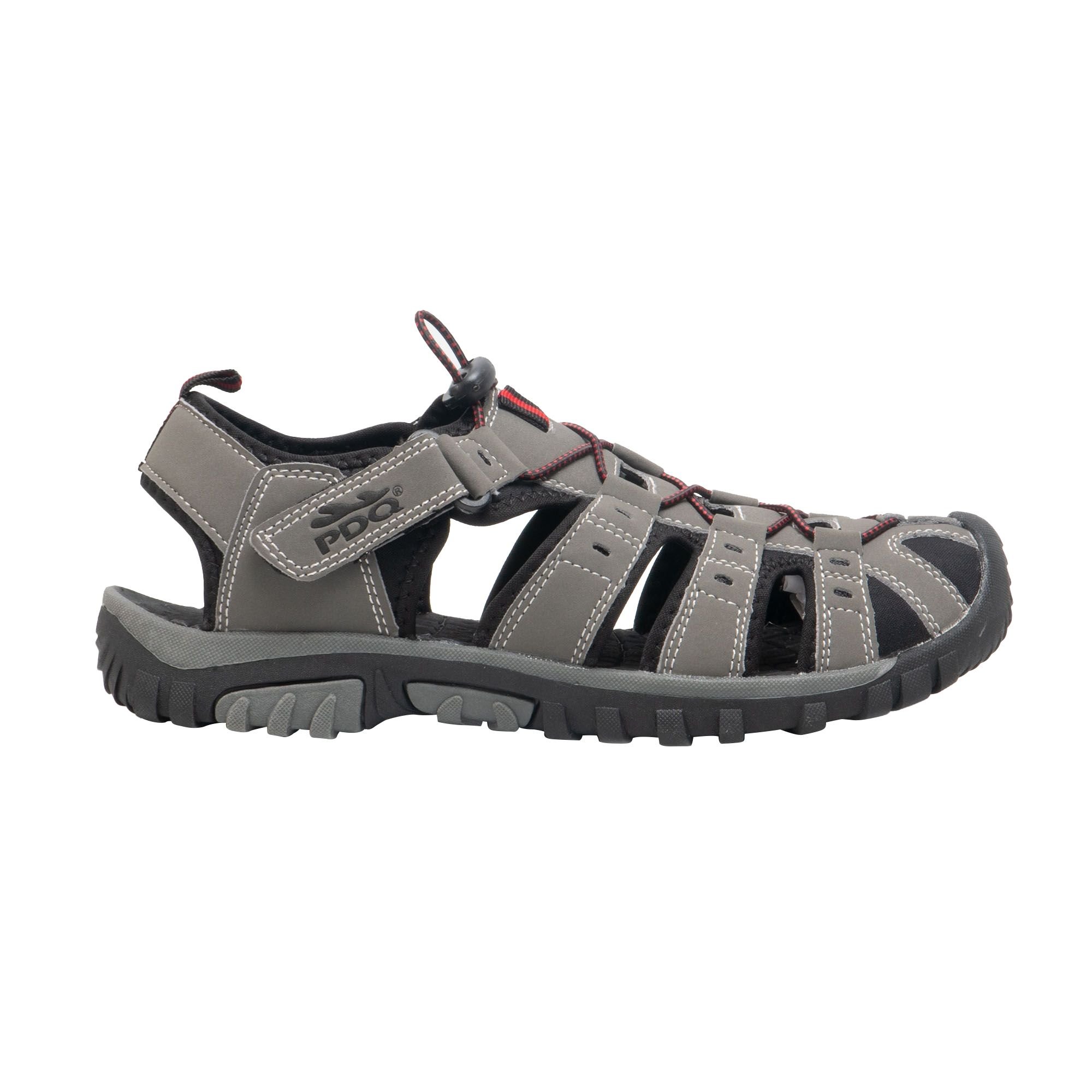 PDQ PDQ Men's Toggle & Touch Fastening Synthetic Nubuck Trail Sandals in Grey - 4