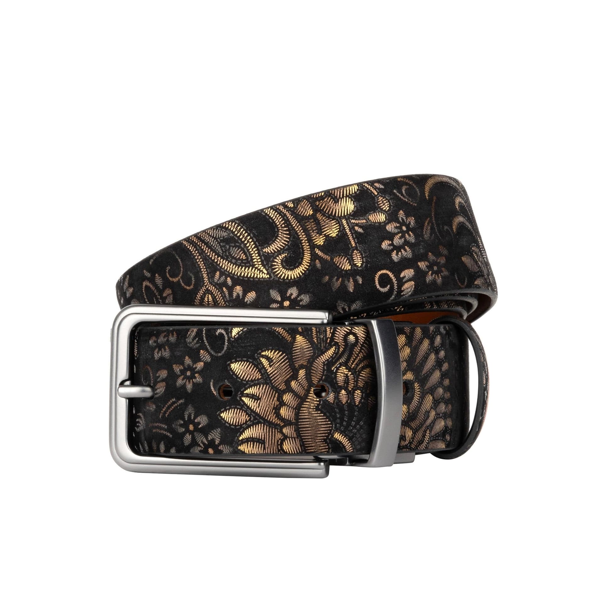 Embassy London Embassy London Men's Reverse - Black & Gold Tan Leather Belt