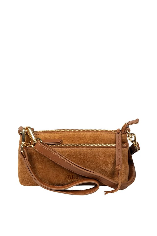Cultured London Cultured London Women's 'Rosalia' Suede & Leather Evening & Clutch Bag in Tan - 2