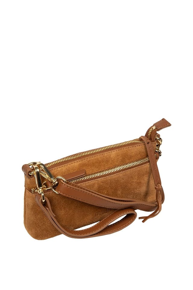 Cultured London Cultured London Women's 'Rosalia' Suede & Leather Evening & Clutch Bag in Tan - 3