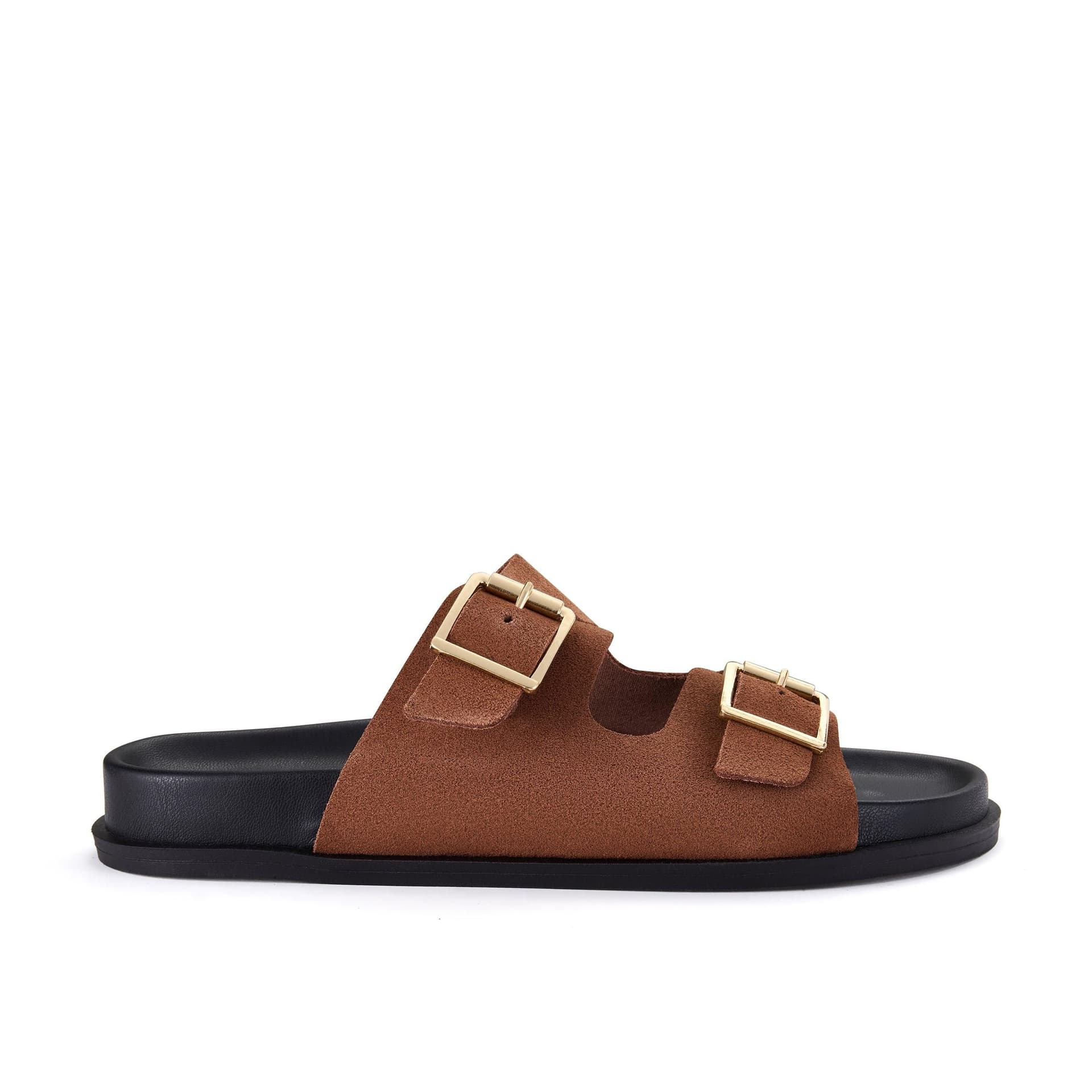 Clarks Clarks Women's Zarlea Buckle Tan Suede Flat Sandals in Brown