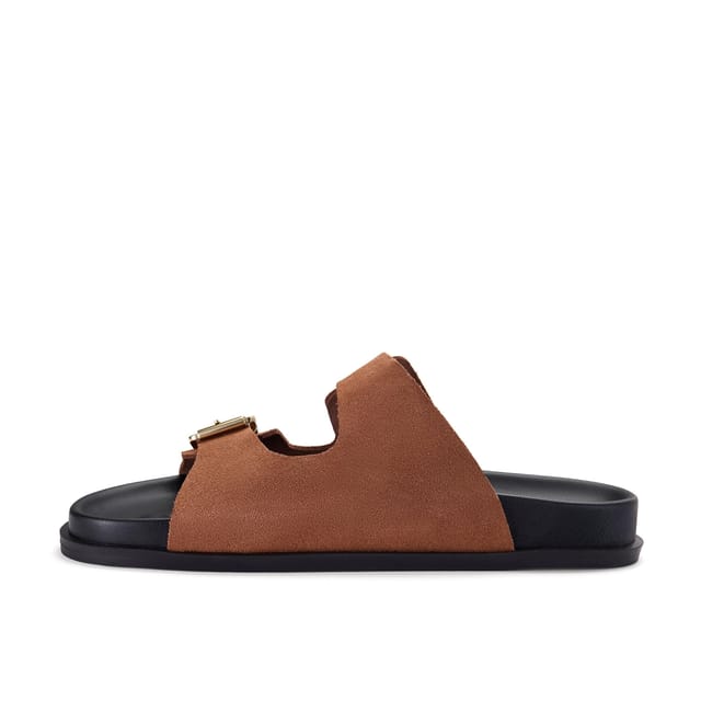 Clarks Clarks Women's Zarlea Buckle Tan Suede Flat Sandals in Brown - 2