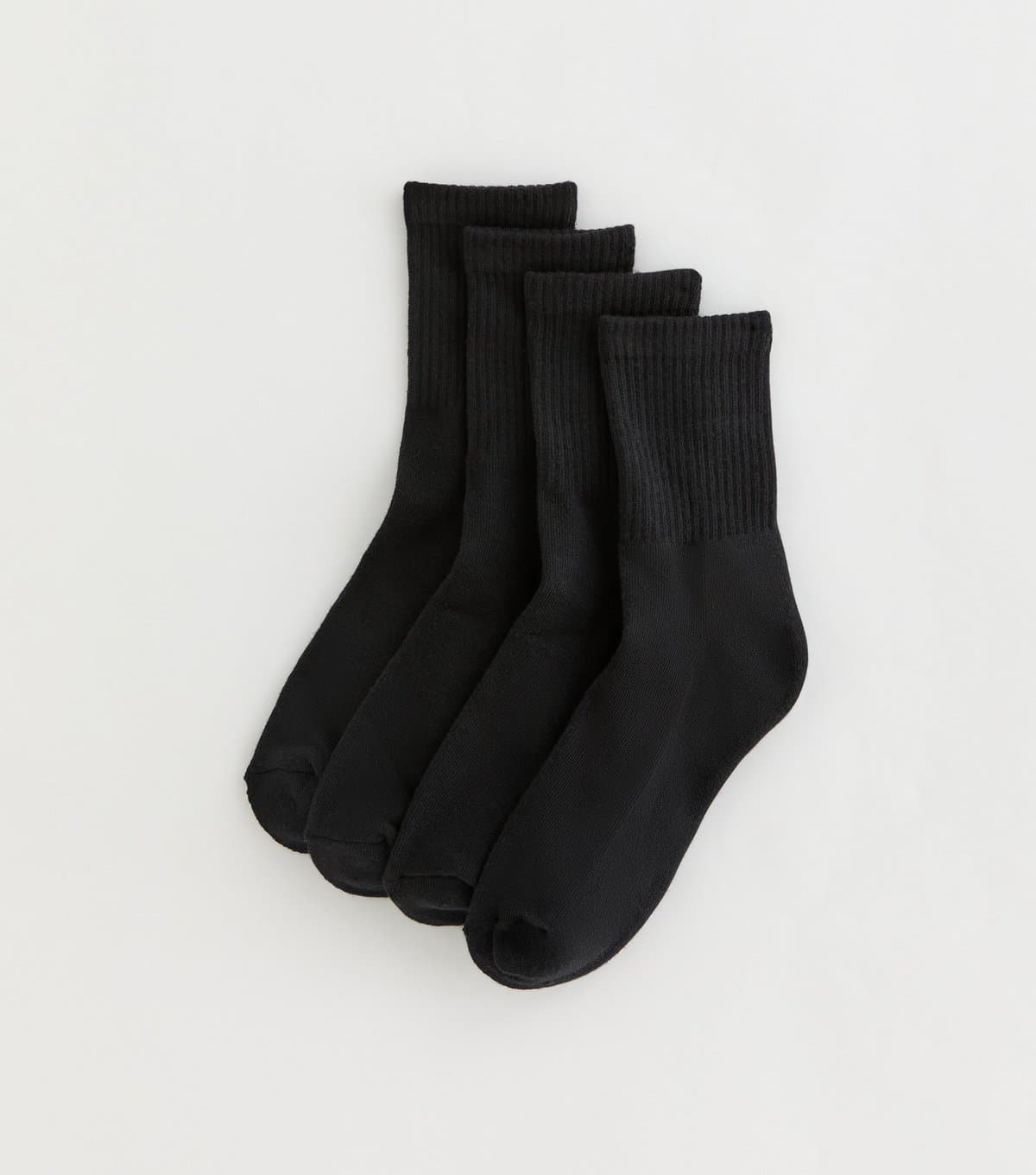 New Look Pack of 4 Black Plain Ribbed Tube Socks New Look