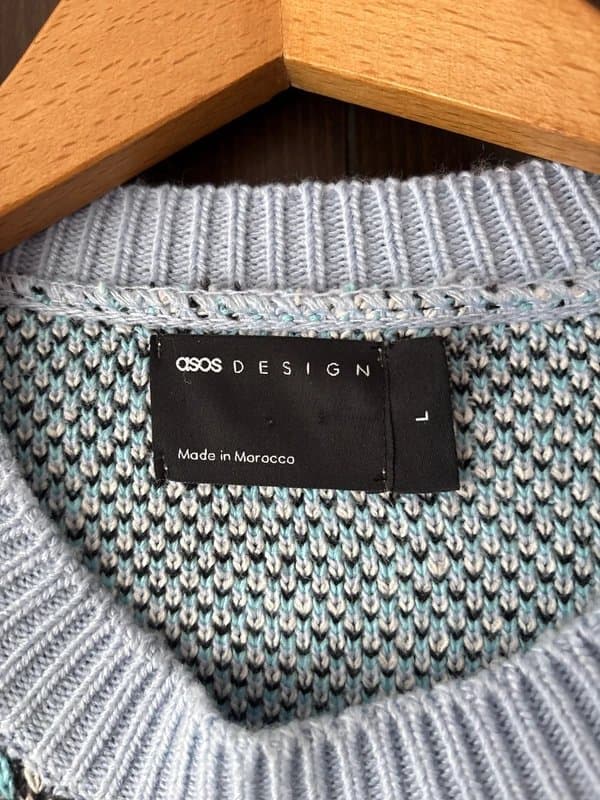 ASOS Design ASOS Design knitted jacquard knit jumper with pansy design in blue