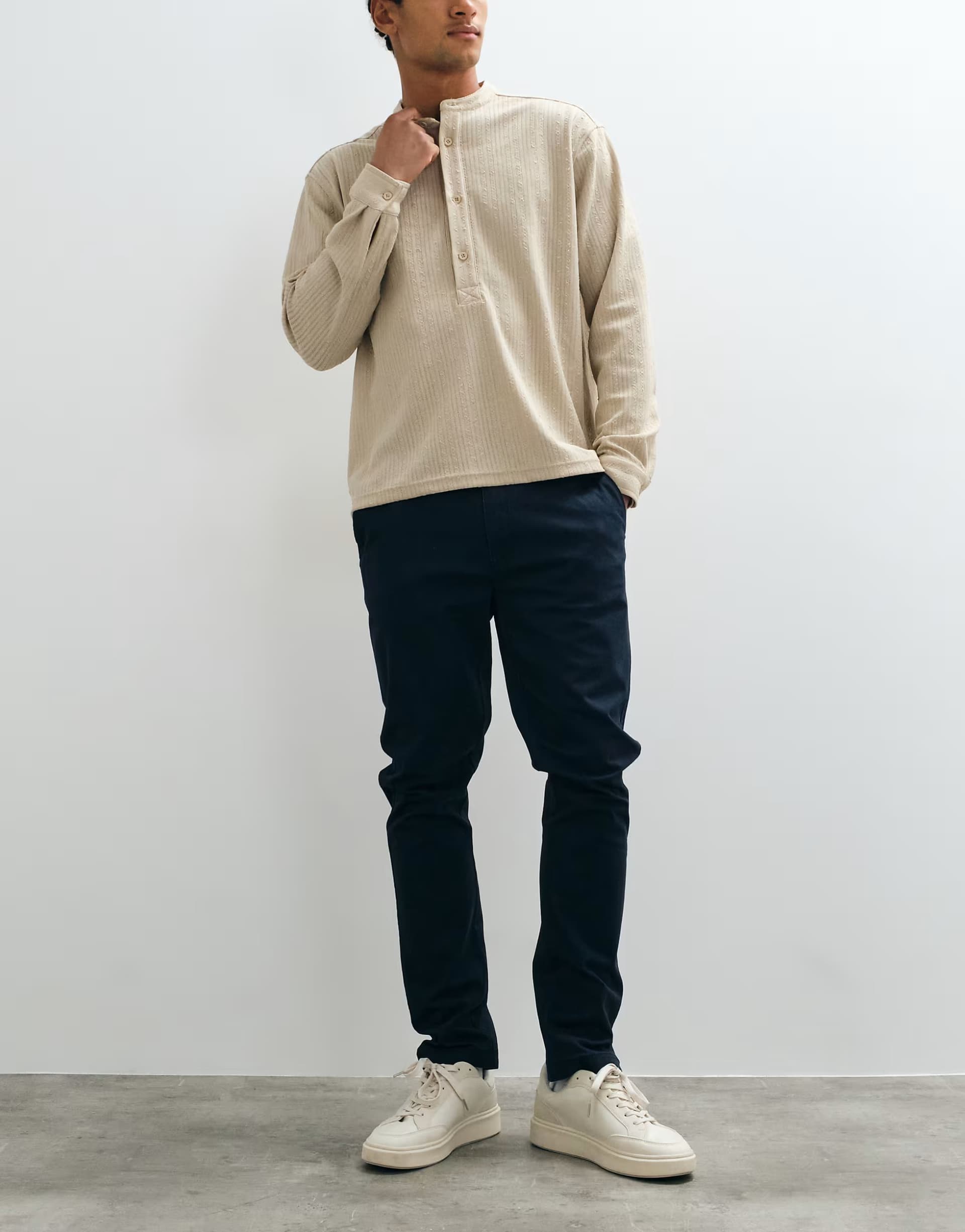 ASOS Threadbare slim leg trousers in navy