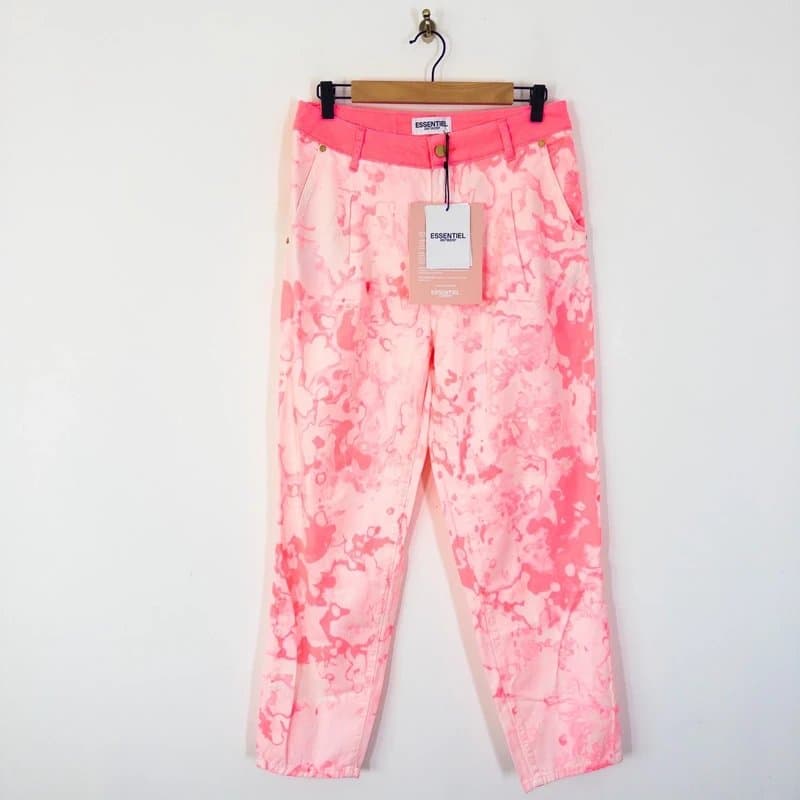 Essentiel Antwerp Essentiel Antwerp Baggy Tapered Jeans Size 38 10 NEW Neon Pink Splatter