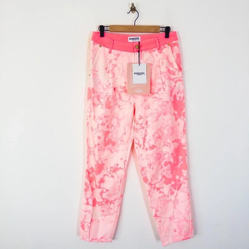 Essentiel Antwerp Essentiel Antwerp Baggy Tapered Jeans Size 38 10 NEW Neon Pink Splatter - 1