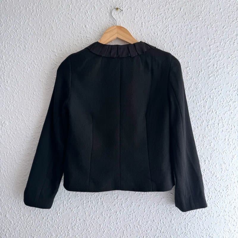 J.Crew Women's J. Crew 100% Wool Ruffle Black Blazer - Size 6uk