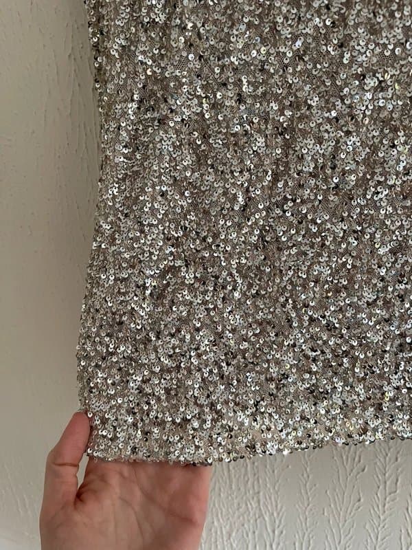 Never Fully Dressed Never fully dressed Silver Sequin Mini Jaspre skirt BNWT size UK 14