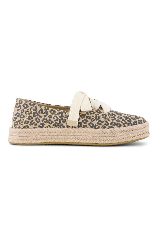 TOMS Toms Women's Carolina Lace Up Leopard Espadrille Beige - 3