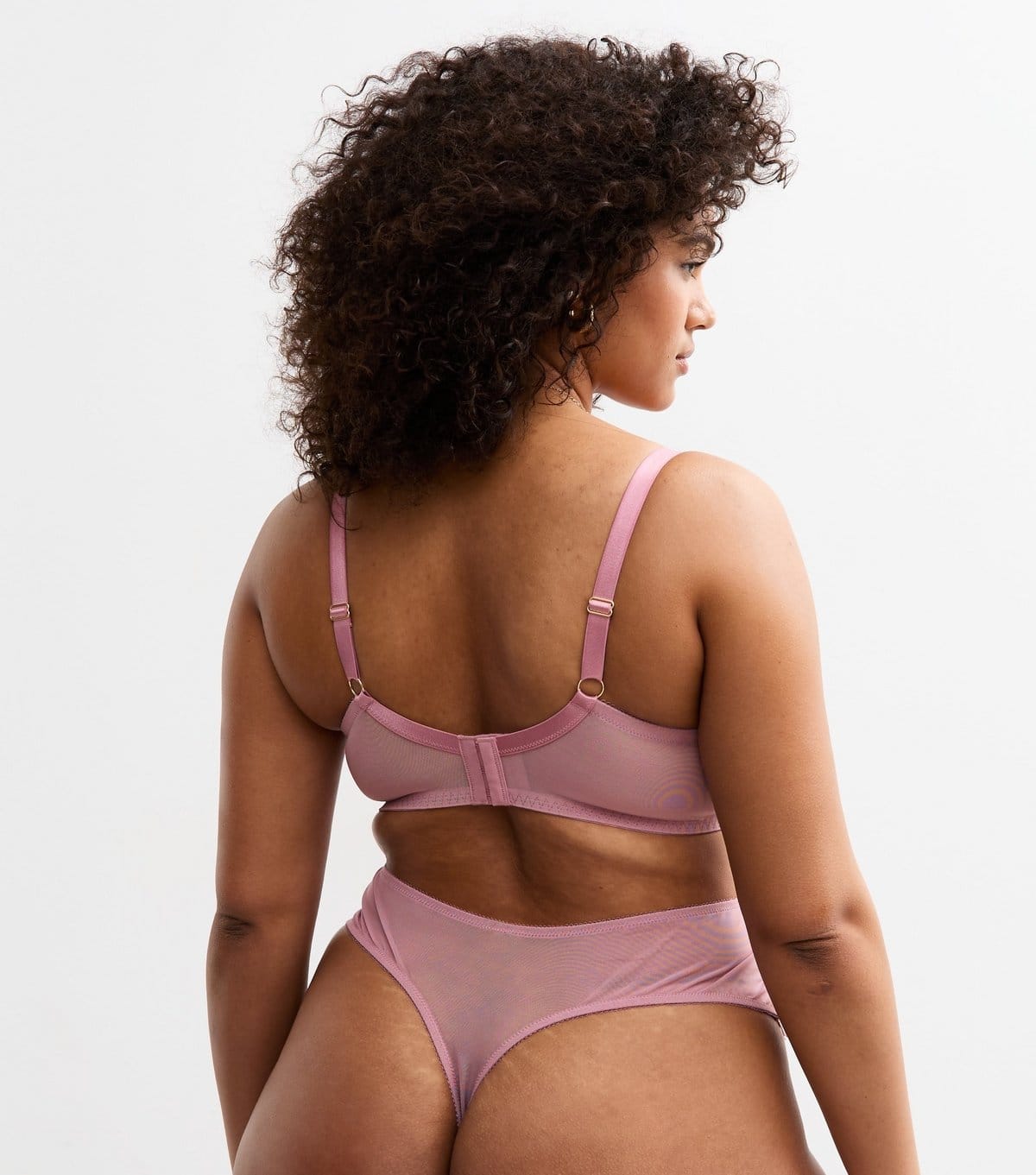 New Look Women's Plus Size Pink Lace Plunge Bra Curves New Look - 4