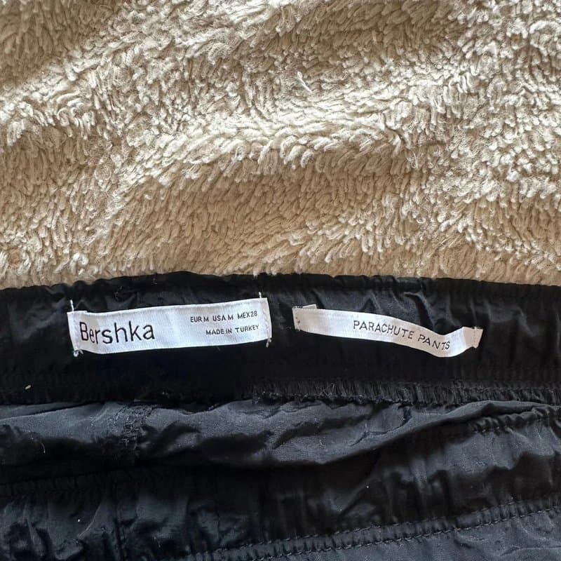 Bershka Berska Black Parachute Pants
