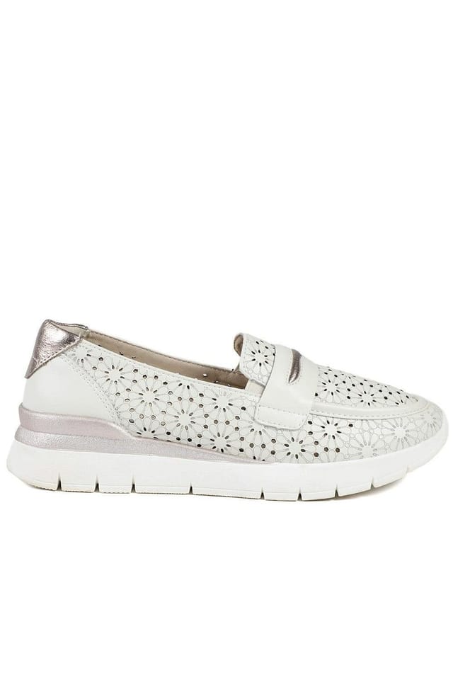 Pavers Pavers Women's Arch Support Leather Slip On Shoes in Cream - 2