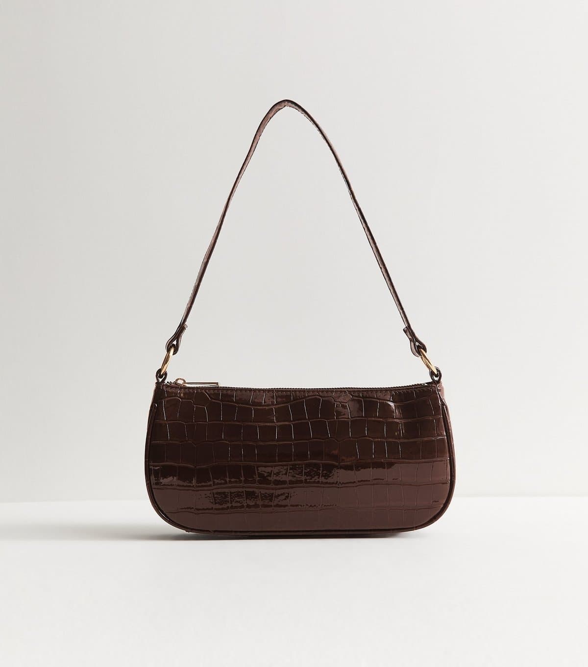 New Look New Look Dark Brown Patent Faux Leather Crocodile Embossed