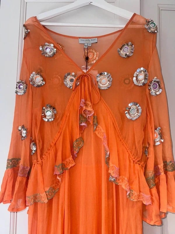 Never Fully Dressed Never Fully Dressed Orange embellished dress size 12 - 1