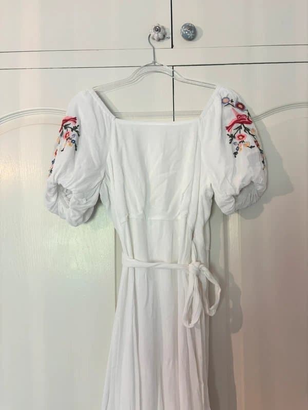 Never Fully Dressed Never Fully Dressed White Embroidered Sleeve Dress