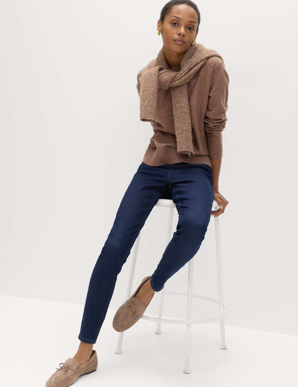 Marks & Spencer M&S Pull on High Waisted Jegging Dark Indigo Mix