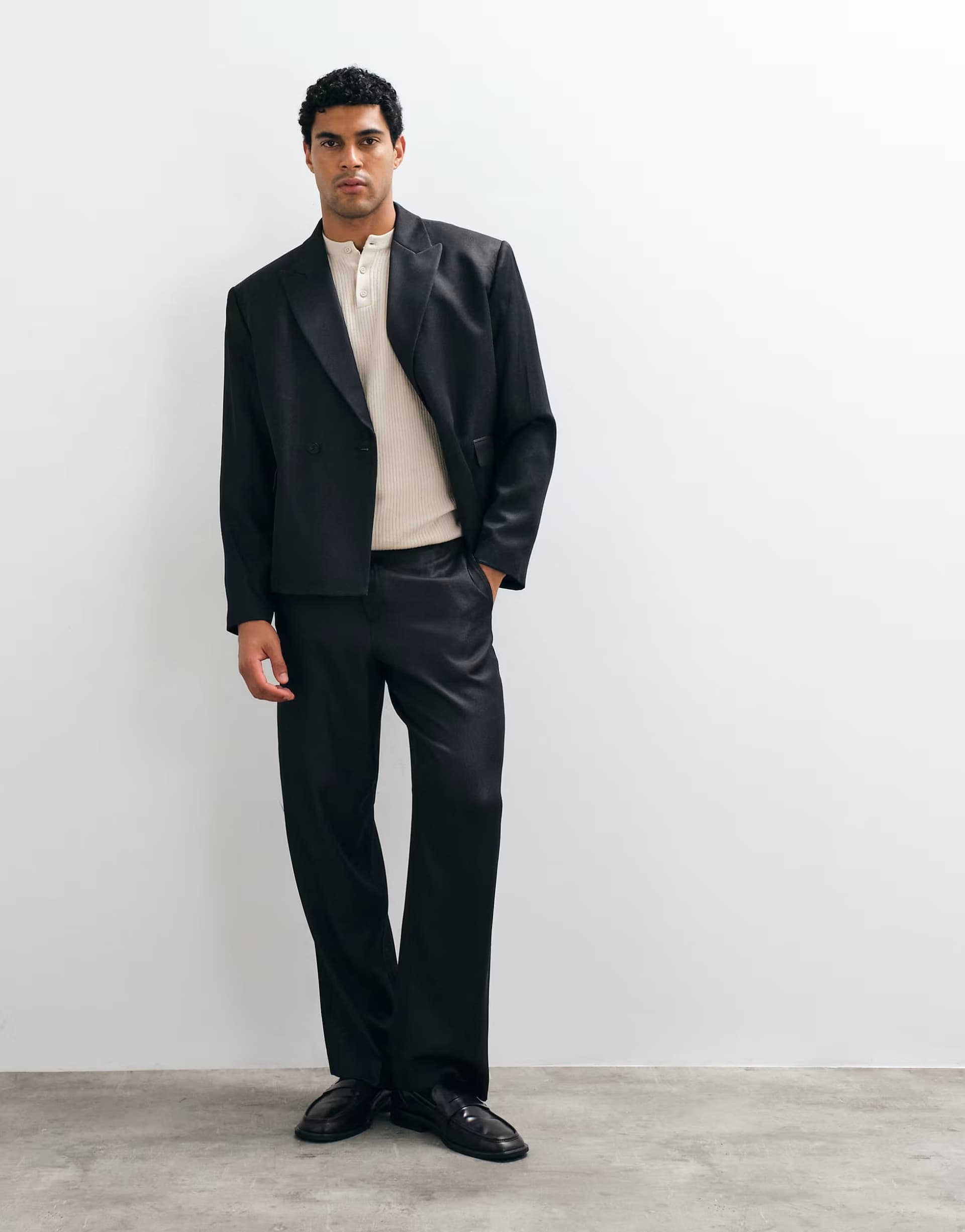 ASOS ASOS DESIGN wide suit trousers in black denim look