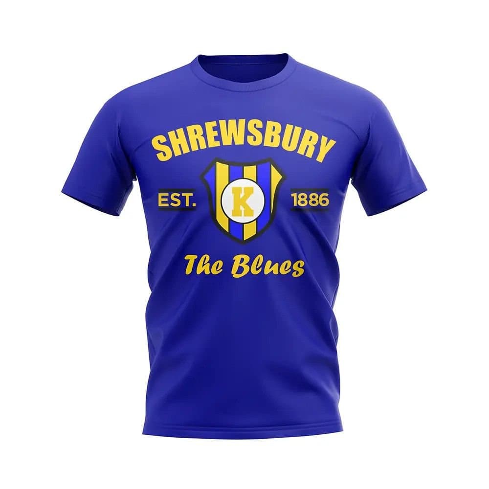 Shrewsbury Shrewsbury Men's Personalised Established Football T-Shirt in Blue