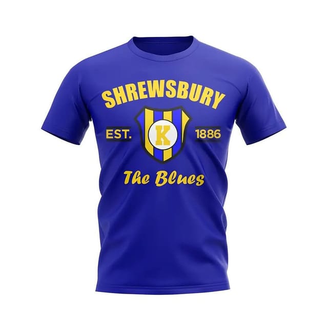 Shrewsbury Shrewsbury Men's Personalised Established Football T-Shirt in Blue - 2