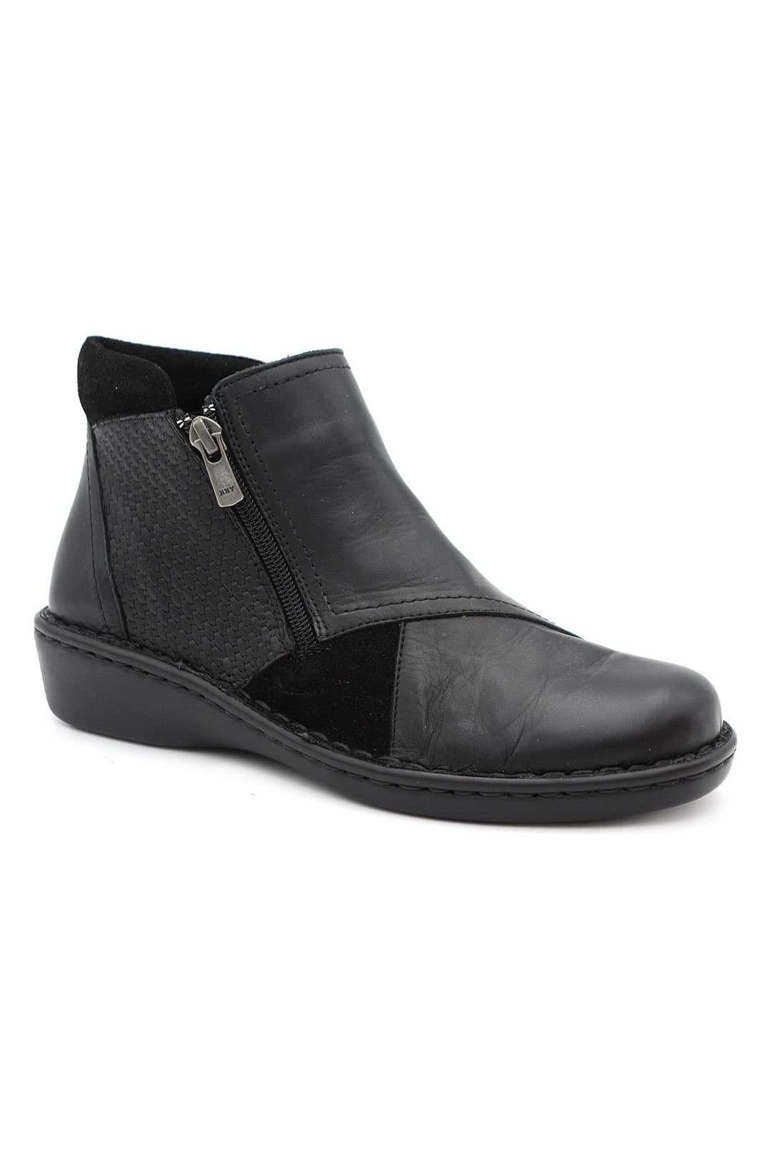 Pavers Pavers Women's Smart Zip Up Leather Ankle Boots in Black