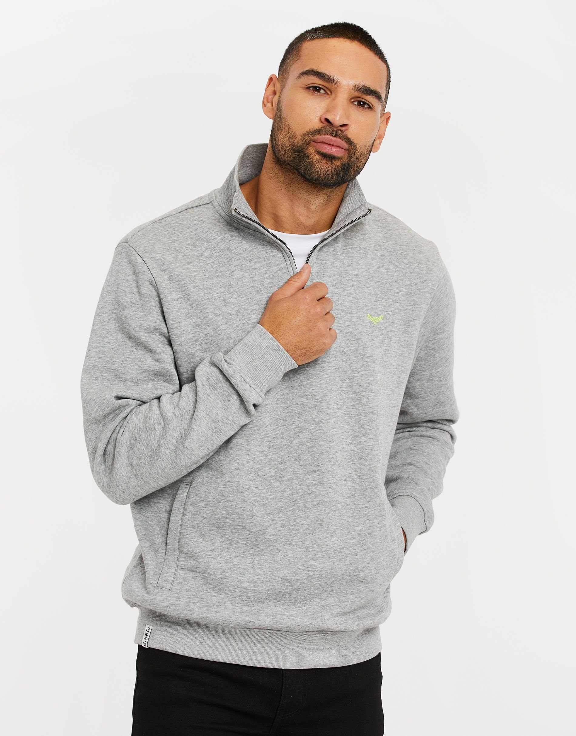 Threadbare Threadbare Men's 'Patrick' Zip Neck Sweatshirt in Grey - 2