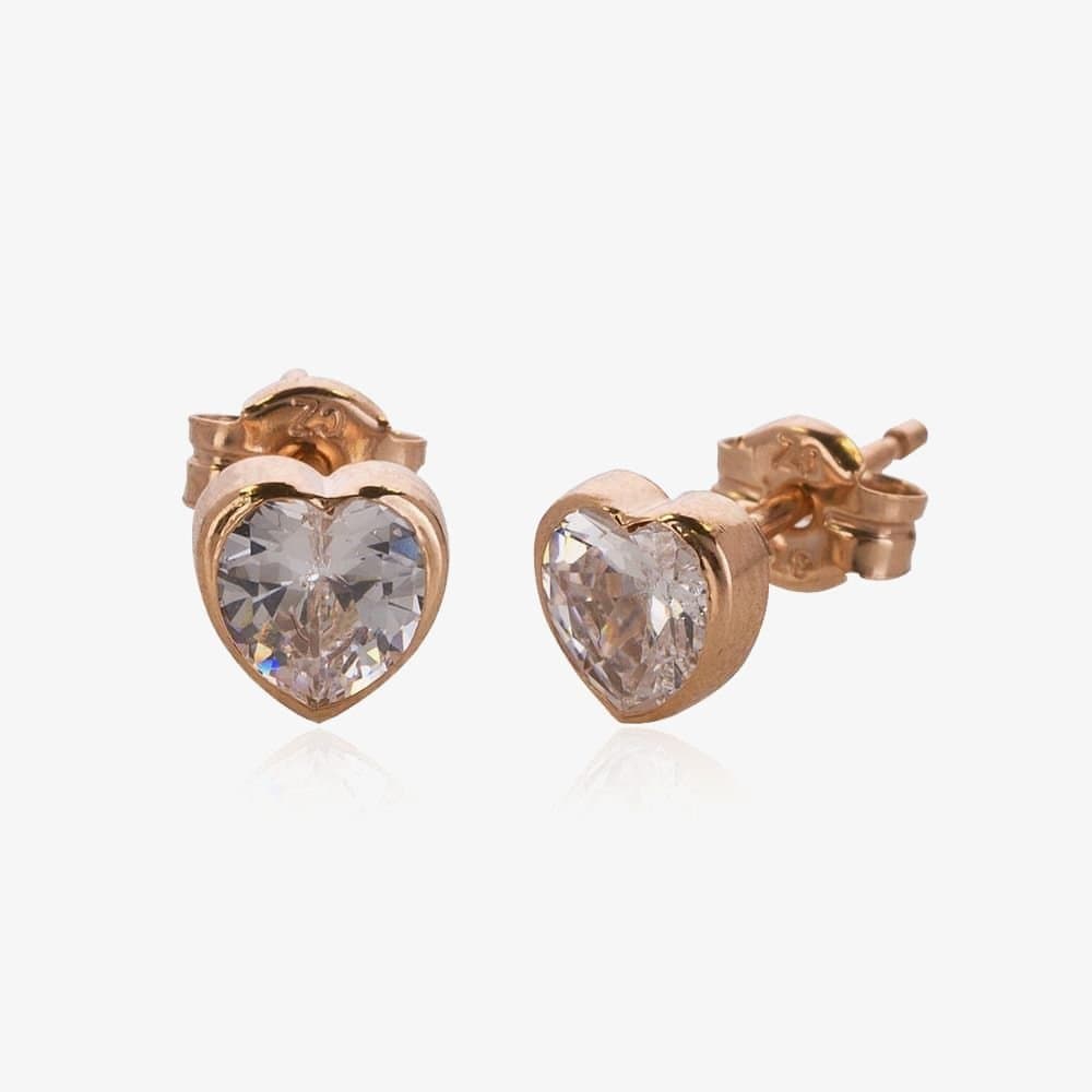 T.H.Baker T.H.Baker Rose Gold Heart Stud Earrings