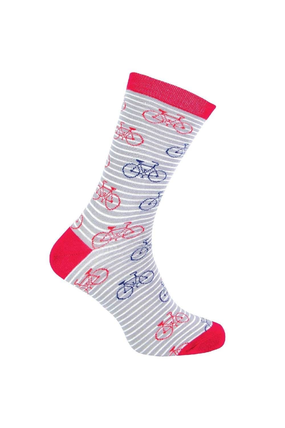 Mr Heron Mr Heron Men's 1 Pack Novelty Patterned Bamboo Socks in Light Grey
