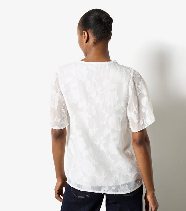 Apricot Women's White Floral Jacquard Top Apricot New Look - 2
